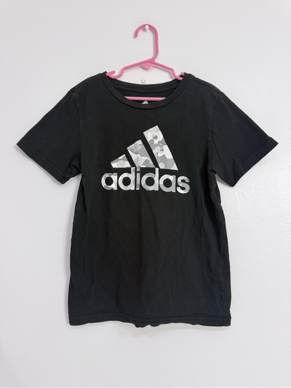 adidas Black Tee with Gray Camo Logo - Kids